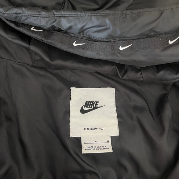 Nike black puffer jacket/ trench coat spellout swoosh logo 🖤 - Picture 5 of 5
